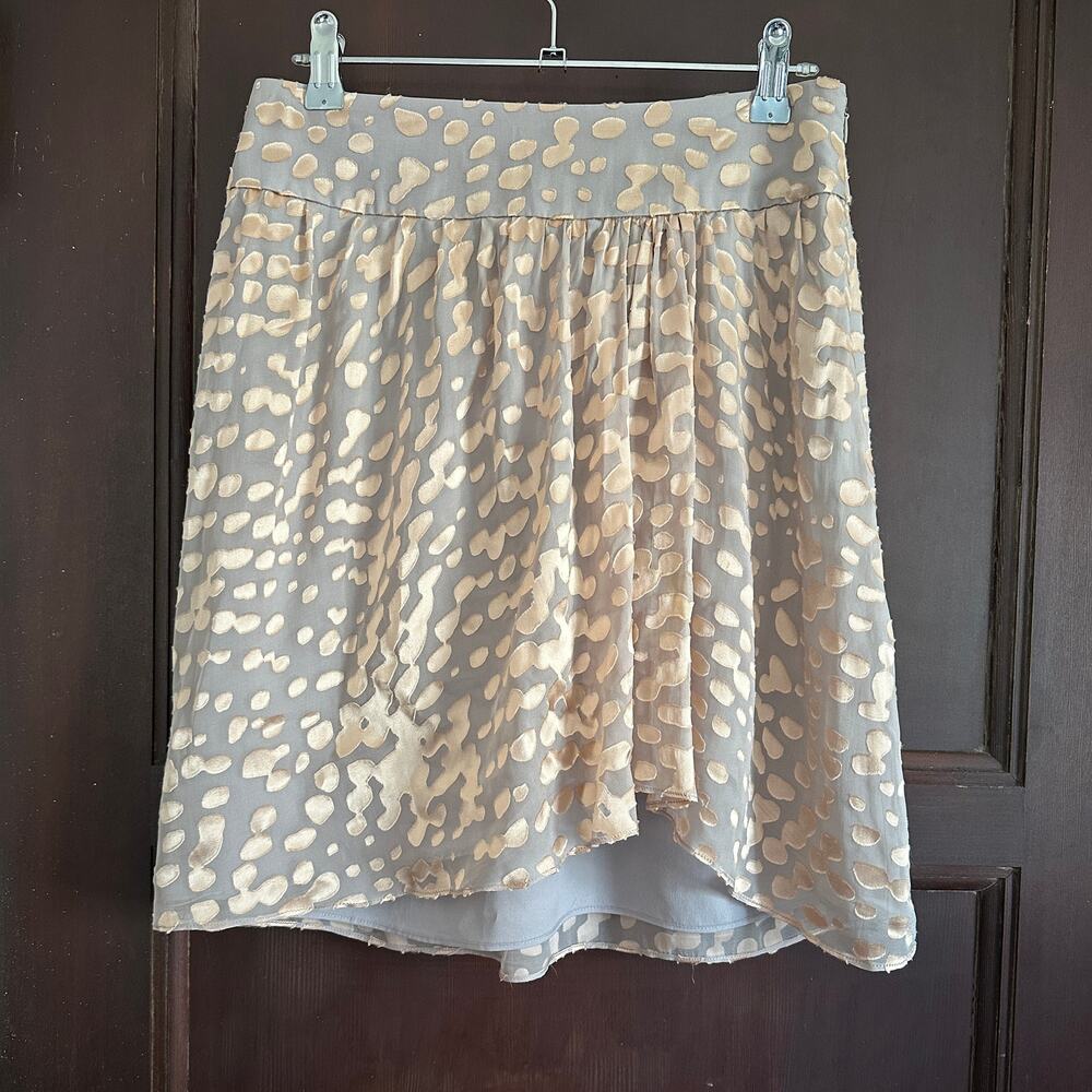 CLUB MONACO | Champagne Burnout Silk Blend Asymmetrical Skirt | Size 2